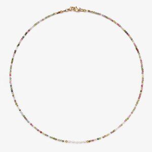 Muti-color Tourmaline & Fresh Water Pearl Necklace